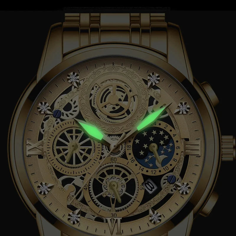 Fashion Casual Quartz Men Watch Stainless Steel Strap Luxury Dial Luminous 30M Waterproof Business Men Wristwatch 3