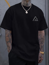 Creative Geometric Graphic Print Short Sleeve T-shirt for Men, Summer Outdoor Casual Crew Neck Top Shirt 2