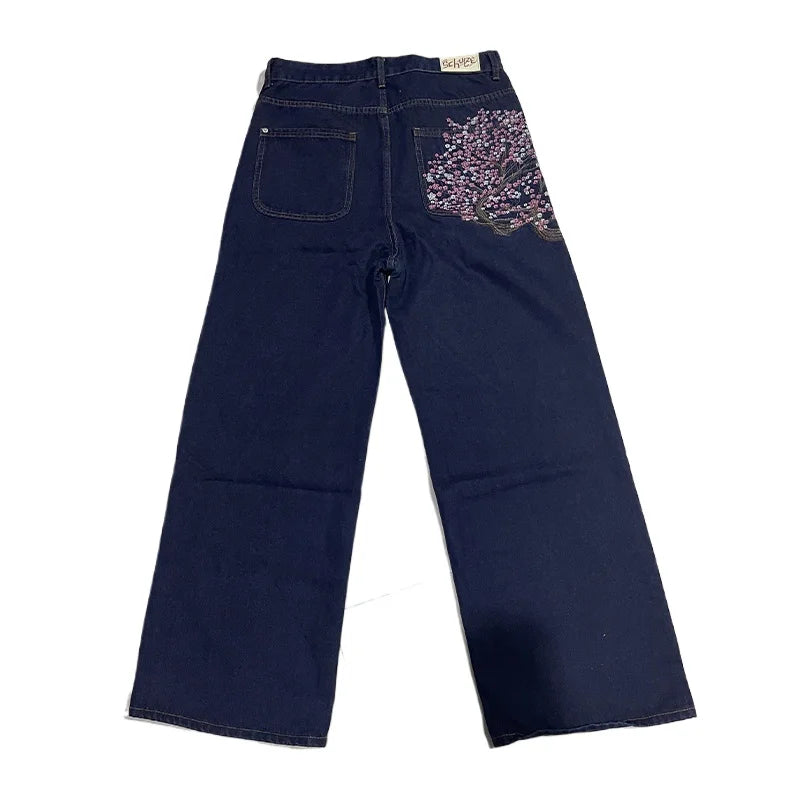 Harajuku Plum Blossom Wide-Leg Jeans