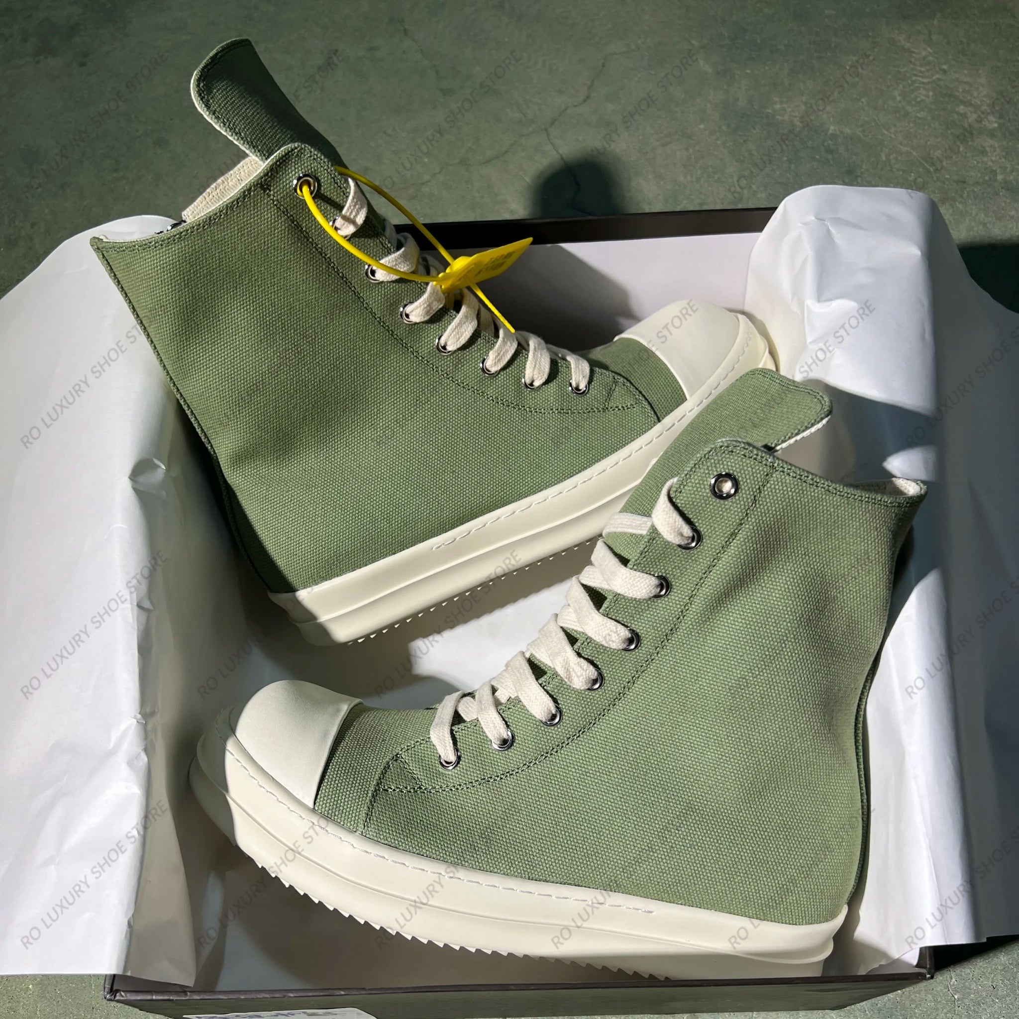 Brand Casual High Top Army-Green Canvas Designer Men Shoe Roman New Fashion Quality Making Street Platform Luxury Women Sneaker 2