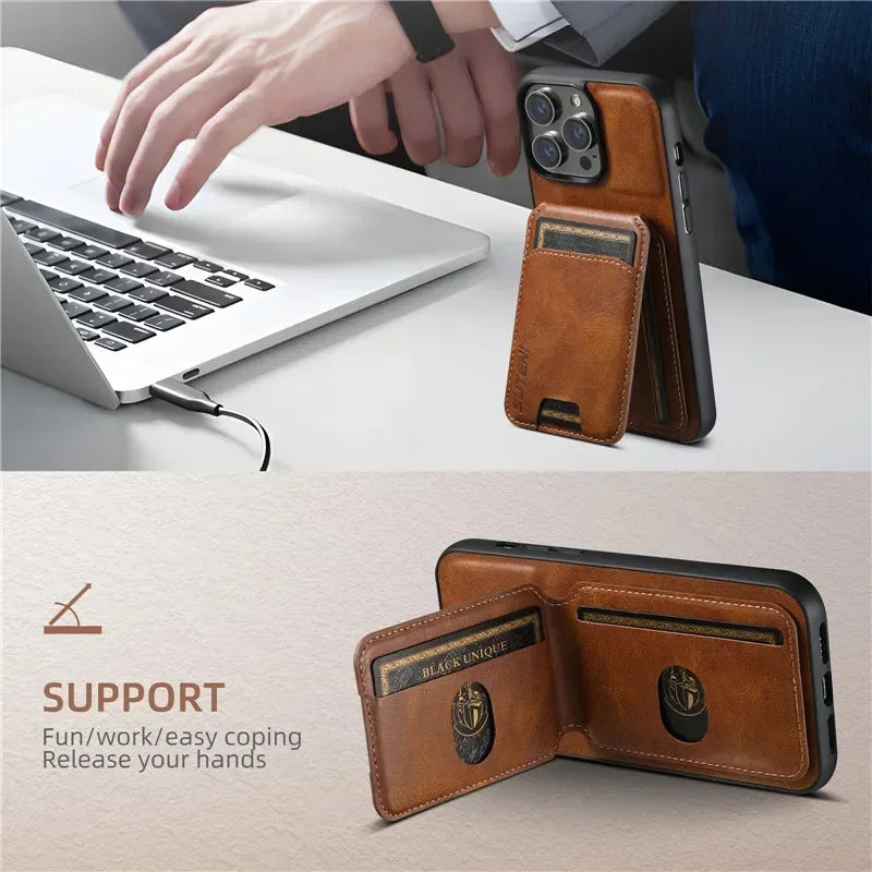Luxury Wallet Phone Case Card Holder Leather Magnetic Pocket Cover For iPhone 16 15 14 13 12 11 Pro Max Plus XS XR 16ProMax 3