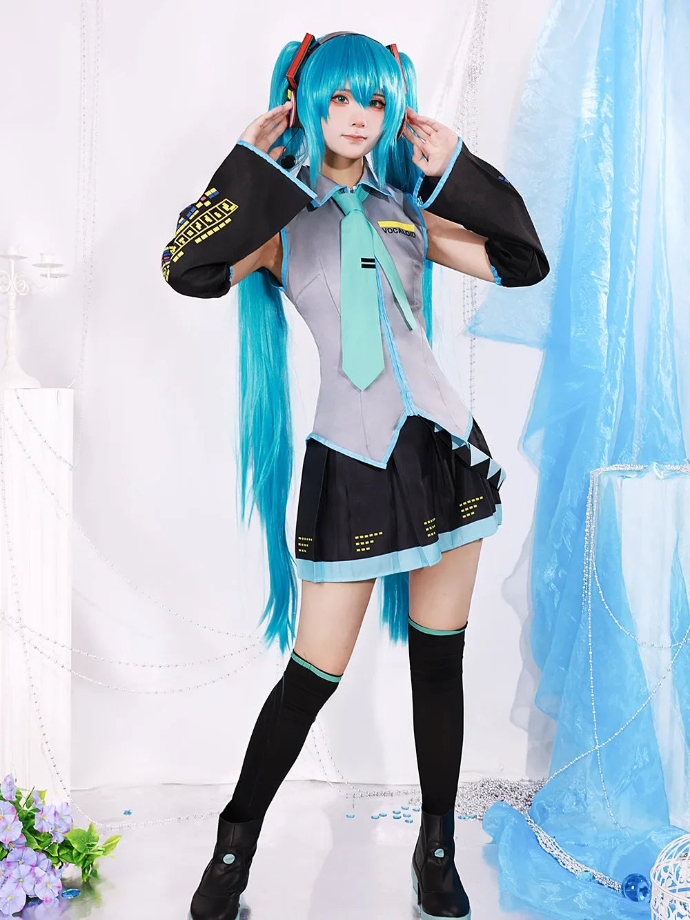 Anime Karakter Prestaties Kleding Hatsune Miku MIKU Anime Kleding Cosplay Kleding Rok Hetzelfde Pak Pruik Accessoires Halloween 5