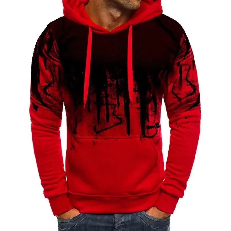 Gradient Print Pullover Hoodie - Men's Spring Autumn Casual Sweatshirt