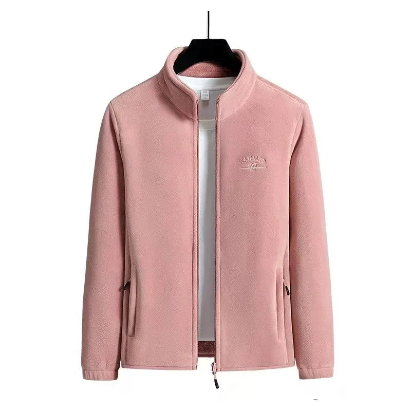 Women’s Winter Polar Fleece Letter Print Zip-Up Jacket