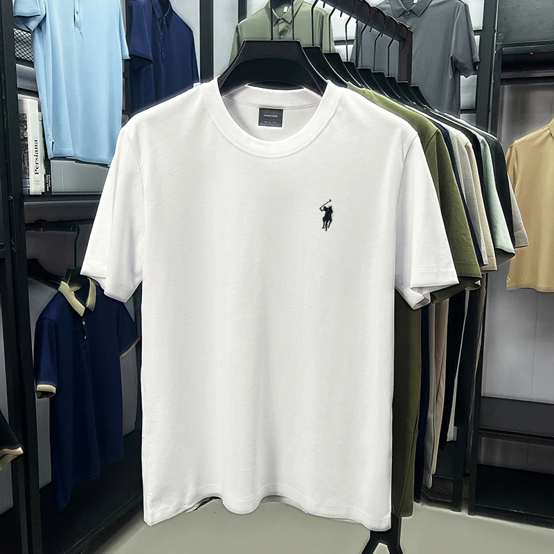 High end silky cotton breathable short sleeve T-shirt men summer designer Paul brand embroidered fashion casual round neck top 6