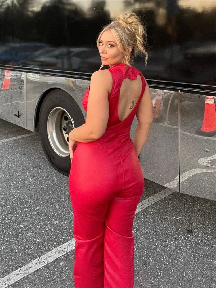 Backless Heart Cutout Denim Jumpsuit - Slim Sleeveless Bodycon One-Piece 6