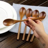5 Pieces Wooden Spoon Soup Spoon and Fork Tableware Natural Ellipse Ladle Spoon Set Eco Friendly Products Spoons for Cooking 2