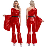 Women's 70s Disco Jumpsuit | Metallic Shiny Bell Bottom Jumpsuit | Halloween Costume, Rave Outfit