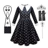 Gothic Black Dress Halloween Costume for Girls 2025 Party Ball Gown Children Cosplay Adams Family Vestido 5