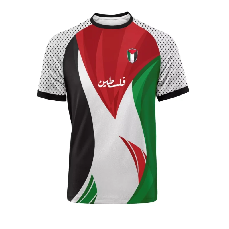 Fashion Palestine Flag Football T Shirts Summer Casual 3D Printed Mens Sports Jersey Loose O Neck Quick Dry Breathable Tees Tops 2