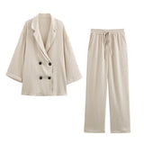 Women’s Double-Breasted Blazer & Wide-Leg Trouser Set