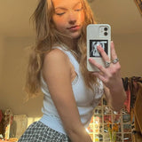 Cartoon Printed Lace Trim White Crop Top Fairy Grunge Summer Clothes for Women Cute Slim Fit Ribbed Tank Tops 4