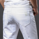 Men White Jeans Fashion Casual Classic Style Slim Fit Soft Trousers Male Brand Advanced Stretch Pants 2