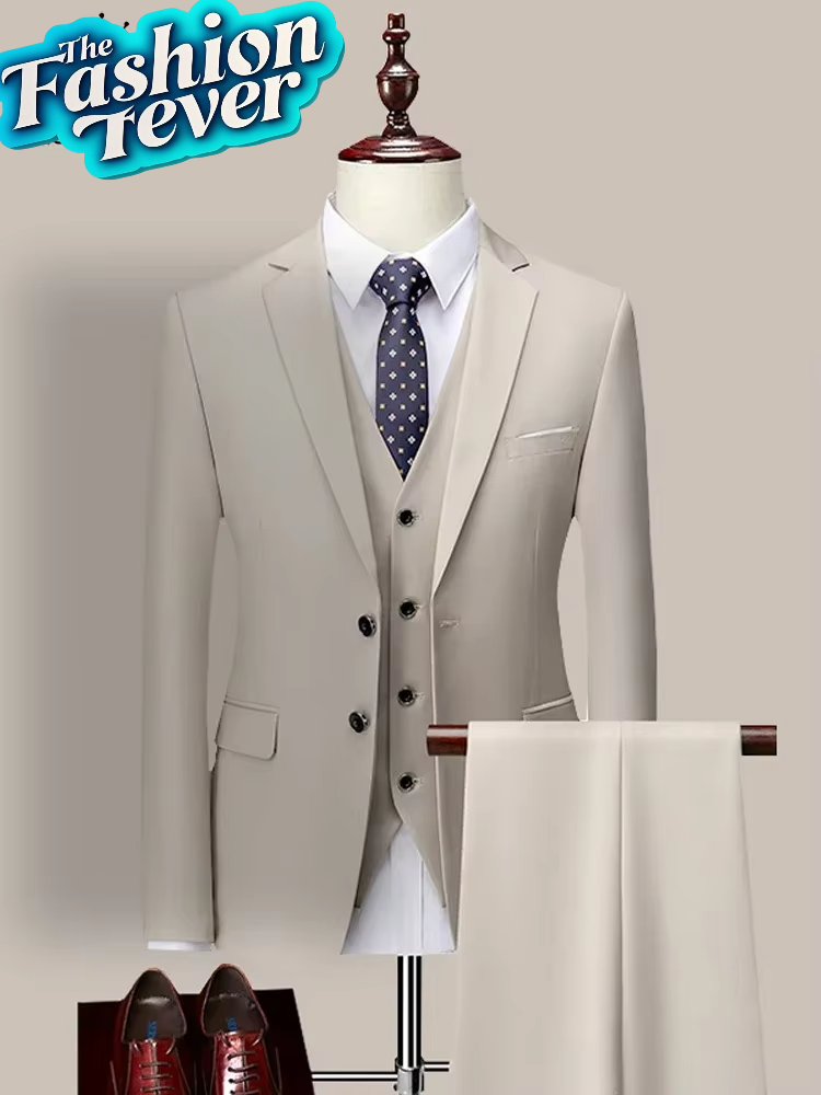 Groom's Suit: Men's 3-Piece Formal Suit Set (Jacket, Vest, Pants) (14 Colors, M-6XL)