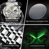 Men's Watches Classic Multifunctional Fltwheel Chronograph Original Quartz Wristwatch Moon Phase 24 Hour Waterproof 4