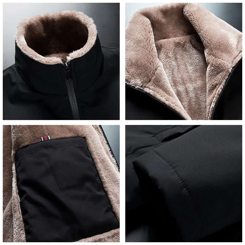 Men 2025 Winter Windproof Warm Thick Fleece Jacket 6