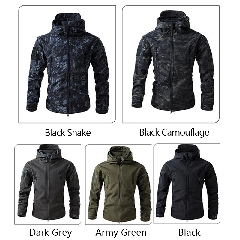 Lurker Shark Skin Soft Shell Tactical Jacket Men Waterproof Fleece Hooded Coat Hunt Clothes Autumn New Outdoor Camouflage Jacket 4