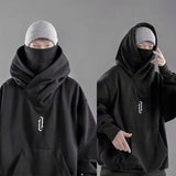 Embroidery Turtleneck Sweatshirt For Men Japanese Ninja Hoodies Autumn Hip Hop Fleece Pocket Streetwear Oversized Y2K Hoody 3