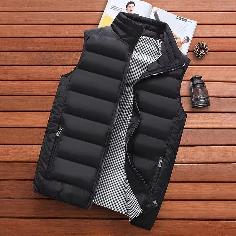 Men Vest Windproof Vest Men Jacket Sleeveless Vest Winter Jacket Casual Coat Men down Cotton Warm Thicken Waistcoat thick gilet 4