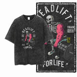 YG BODY BUILDING  Printed Cotton Acid Washed Graphic Unisex T Shirt Cool CROSSFIT Streetwear Men Tshirts Big Size Tee for men 6