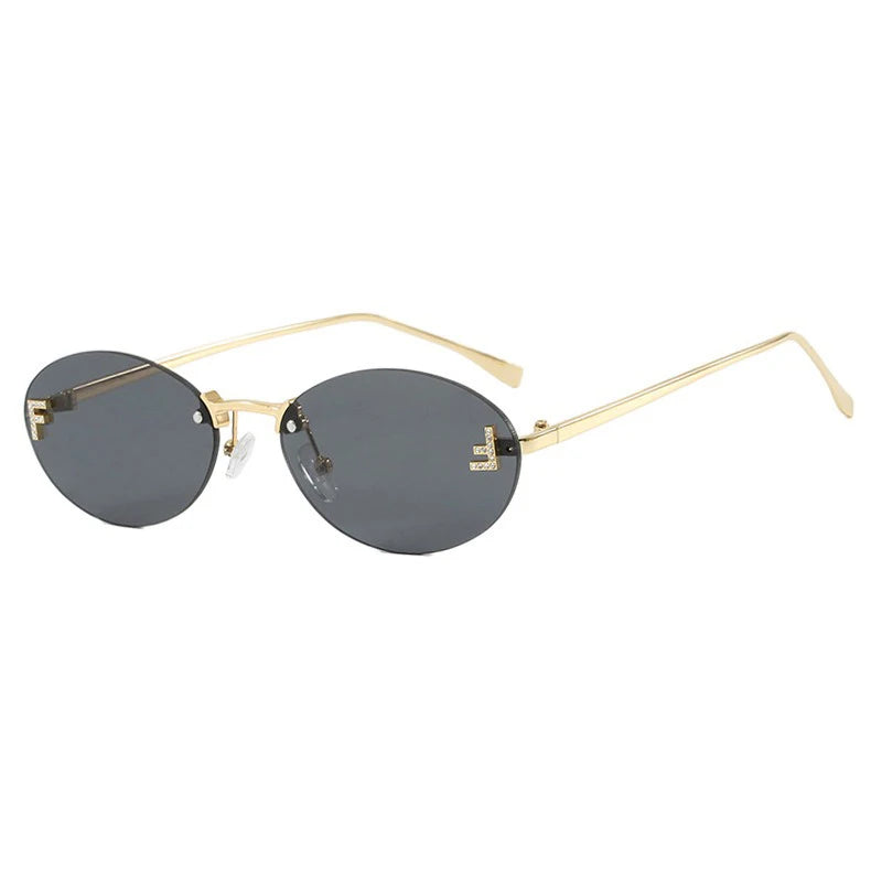 Women's Retro Rimless Oval Cat Eye Sunglasses - UV400 Frameless Sun Glasses