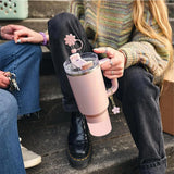 9pcs Accessories Set 3 Spill Proof Stopper Flowers Straw Cover Boot 2 Straw and Brush and 1 Flower Charm Chain for Stanley Cup 6