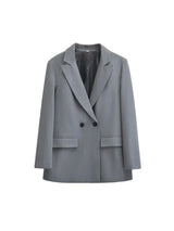 Women's Double Breasted Office Wear Blazer Coat, Long Sleeve, Flap Pockets, Female Outerwear, Chic Tops, Fashion 2