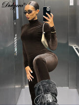 Dulzura Autumn Velvet Sexy Y2K Clothes Long Sleeve O-Neck Bodycon Skinny Zipper Jumpsuit Women Sporty Streetwear Romper Outfits 5