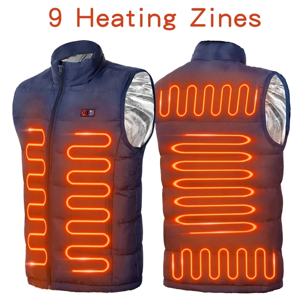 9 Heated Vest Zones Electric Heated Jackets Men Women Sportswear Heated Coat Graphene Heat Coat USB Heating Jacket For Camping 6