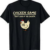 Chicken Game Don't Look At The Chicken Pattern Print T-Shirt Men Casual Daily Outdoor Round Neck Short Sleeve T Shirt Mens Top 2