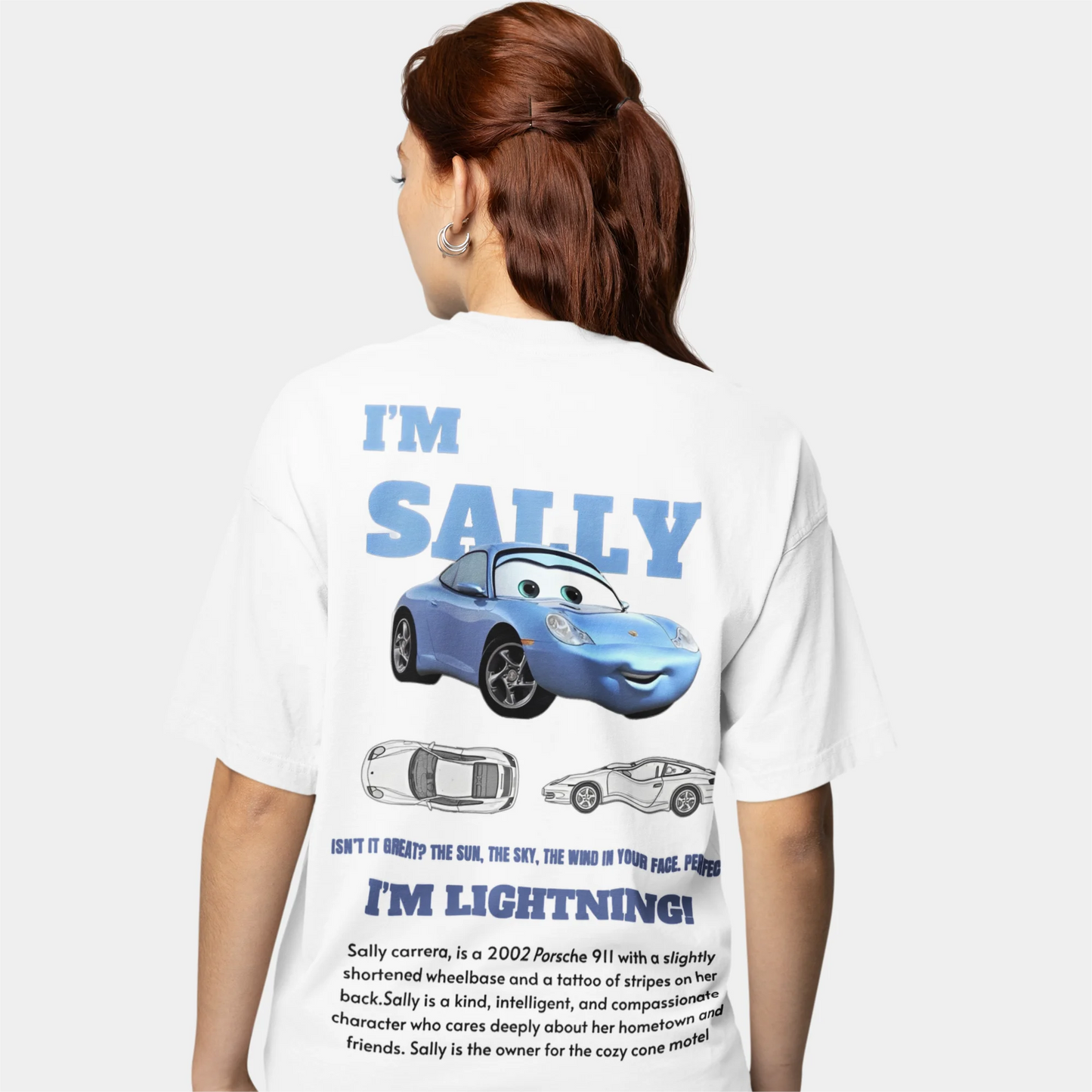 Fun Sally I'm Lightning Car Outfit T Shirt for Men Women Mcqueen Tee Shirt 100% Cotton New Arrival Clothing Love Gift For Couple