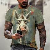 Angry Animal Print Summer Men's T Shirt Casual Short Sleeve Fashion Streetwear Male Oversized Clothing Crew Neck T-Shirts 2
