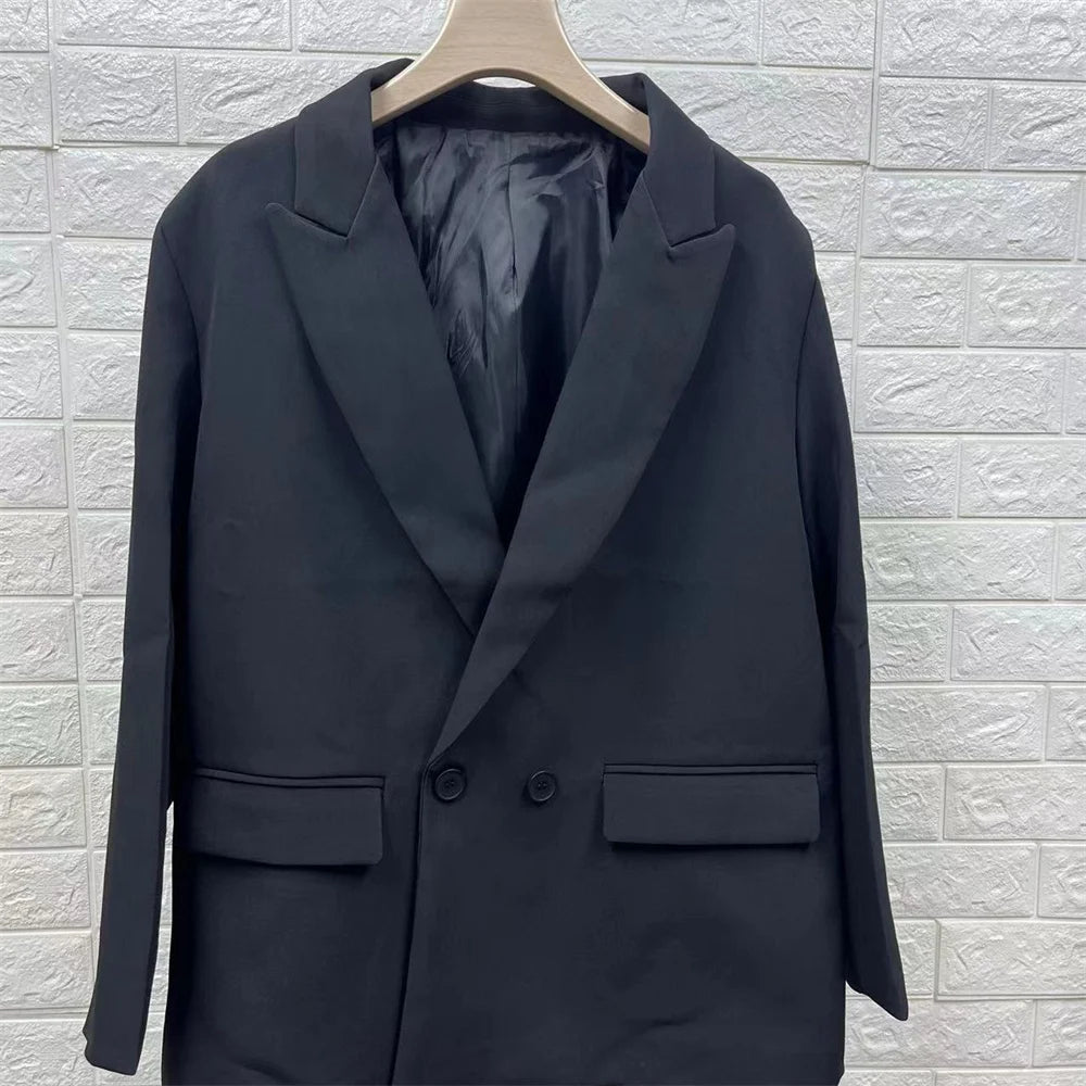 High quality autumn and winter new women's commuting loose fitting double breasted casual suit jacket large suit 4