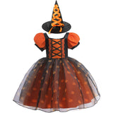 Girls' Halloween Pumpkin Witch Princess Dress