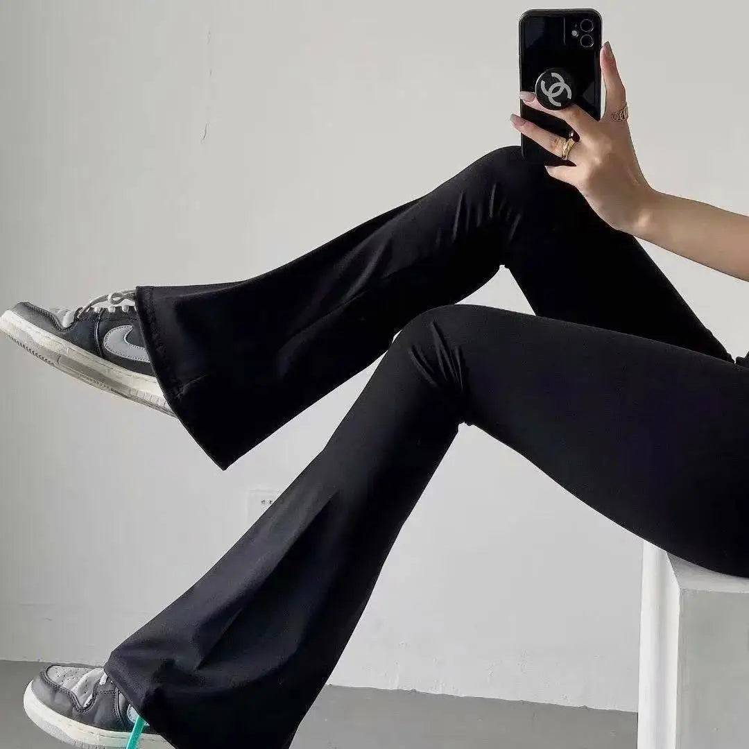 Spring Summer Black Flare Pants High Waist Black Vintage Skinny Pants Fashion Casual For Women Streetwear Indie Solid Trousers 3