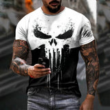 Men T Shirt 3d Print Military Patriotic Skull O-Neck T Shirt Oversized Short-Sleeved