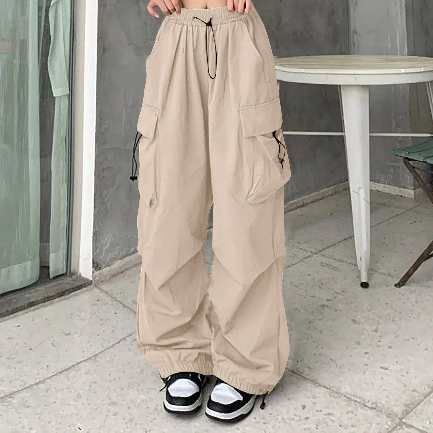 Women-Pants-Casual-Low-Waist-Drawstring-Sweatpant-Solid-Drawstring-Parachute-Trousers-Oversized-Pants-Jogger-Women-S