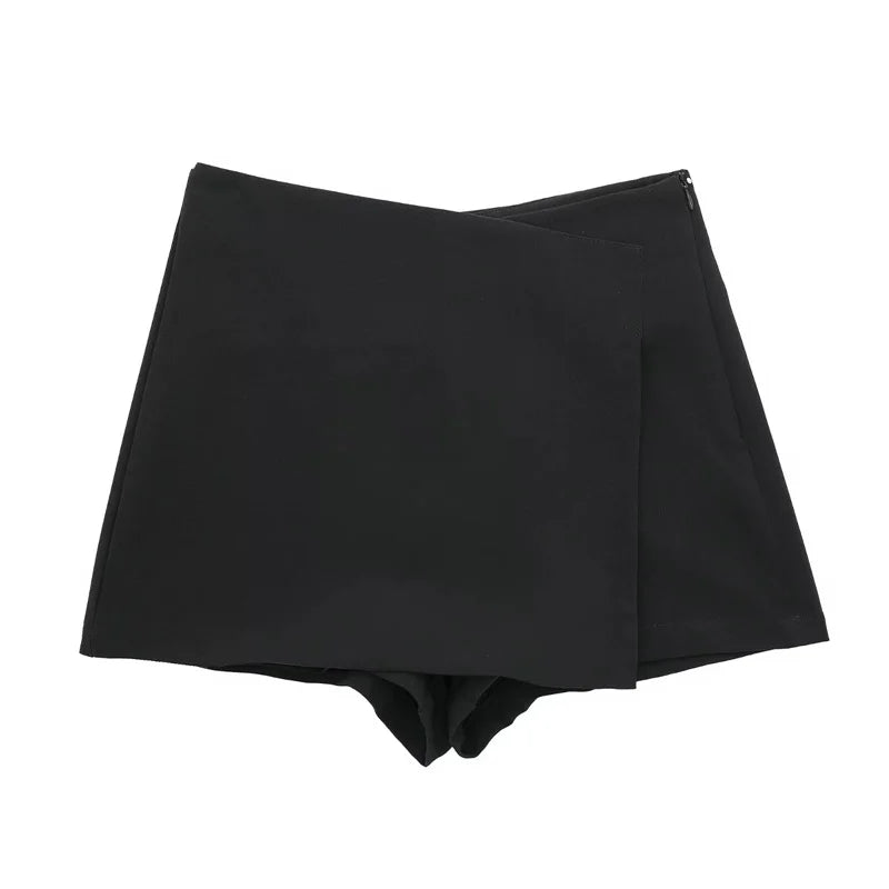 MUJER 2025 Asymmetric Skort For Women Black High Waist Mini Skirt Shorts Women Casual Bermuda Shorts Woman Summer Skirt Shorts 4