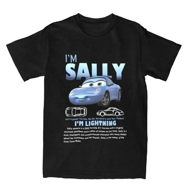 Fun Sally I'm Lightning Car Outfit T Shirt for Men Women Mcqueen Tee Shirt 100% Cotton New Arrival Clothing Love Gift For Couple