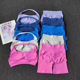 2 Pieces Yoga Suit for Women Seamless Fitness Gym Clothes Halter Sports Bra Matching Impact Shorts Workout Sets Gym Outfit 3