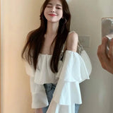 Women’s Off-Shoulder Ruffle Chiffon Blouse