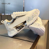 Chunky Sneakers Men Designer Bling Punk Board Shoes Fashion Casual Leather Mesh Breathable Increased Internal Platform Gym Shoes 5