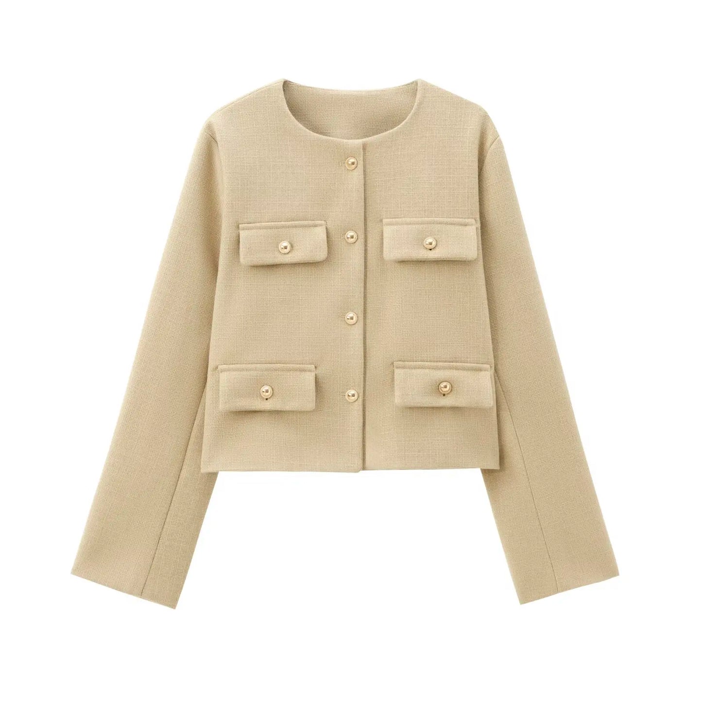 Women’s Casual Round Neck Cropped Suit Coat
