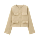 Women’s Casual Round Neck Cropped Suit Coat
