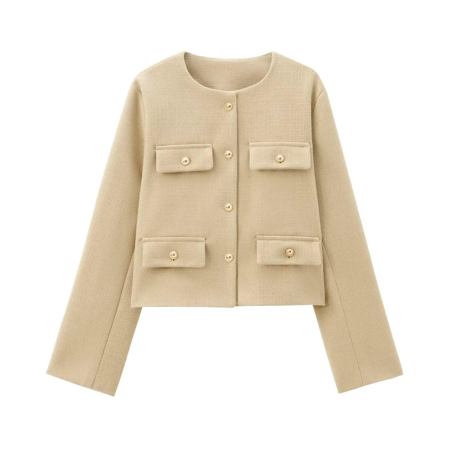 Women’s Casual Round Neck Cropped Suit Coat