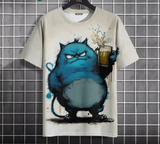 Men’s Oversized Funny Cat Graphic Tee
