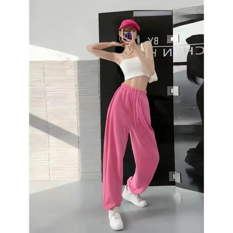 Drawstring-Fitness-Women-s-Pants-Clothing-Jogging-Sports-Elastic-Waist-Harem-Trousers-for-Woman-Pink-Baggy