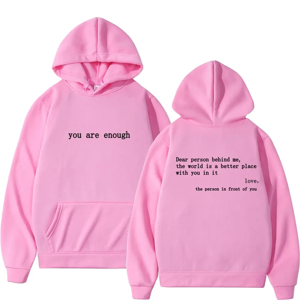 Dear Person Behind Me Mens Hoodie With Kangaroo Pocket Pullover Vintage Women Hoodie with Words on Back Unisex Trendy Hoodies 5