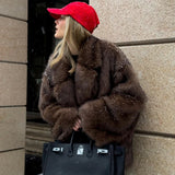 Chic Winter Gradient Faux Fox Fur Oversized Coat