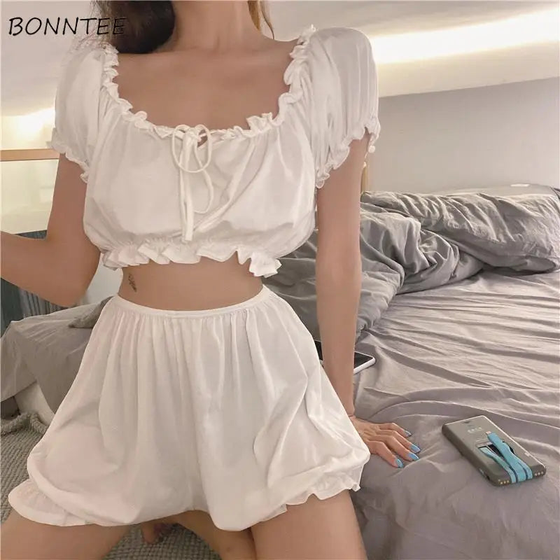 Pajama Sets Women Sexy Female Nightwear Casual Summer Hot Sleeveless All-match Fashion Loose Sweet Students Soft Comfortable 1